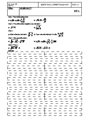 Kiểm tra 15 phút Đại số 9 tiết 11